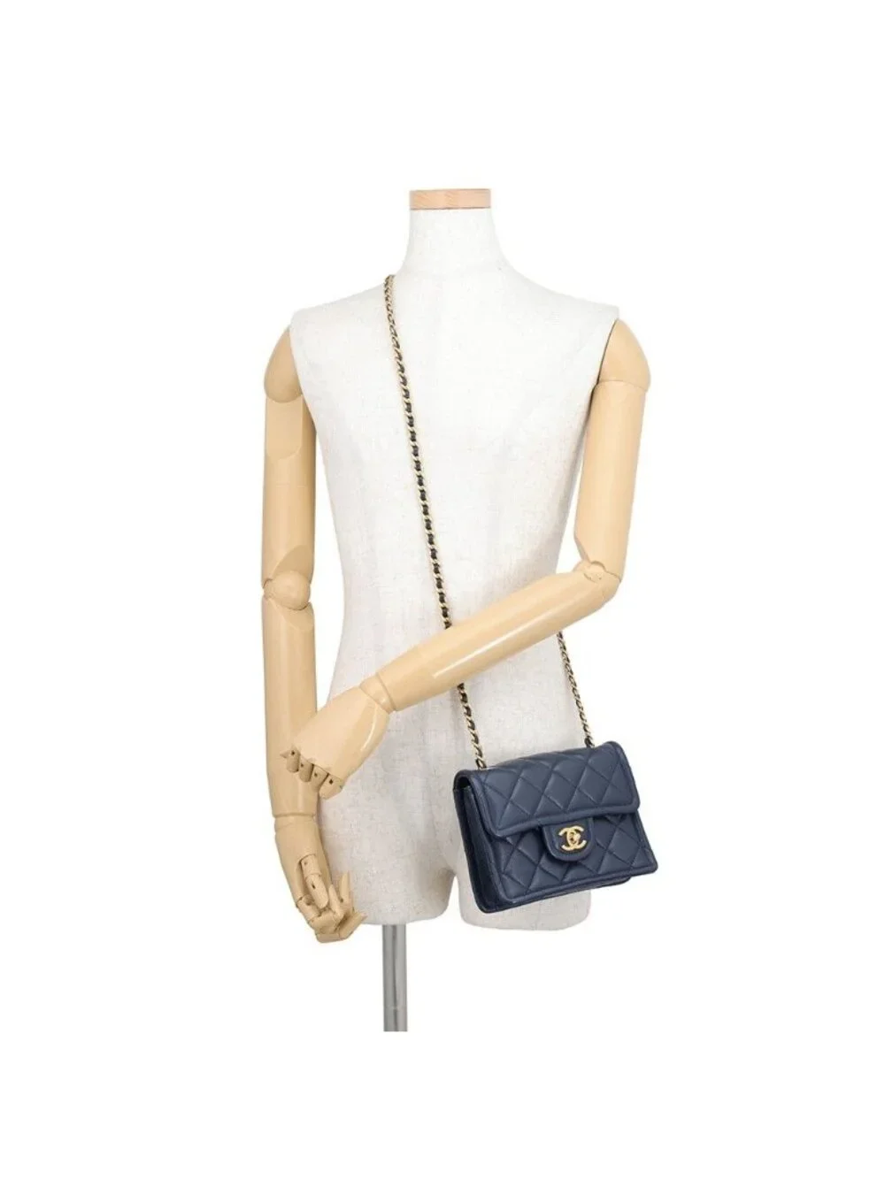 Chanel Chain Shoulder Bag Mini Quilted CC Logo Caviar Leather